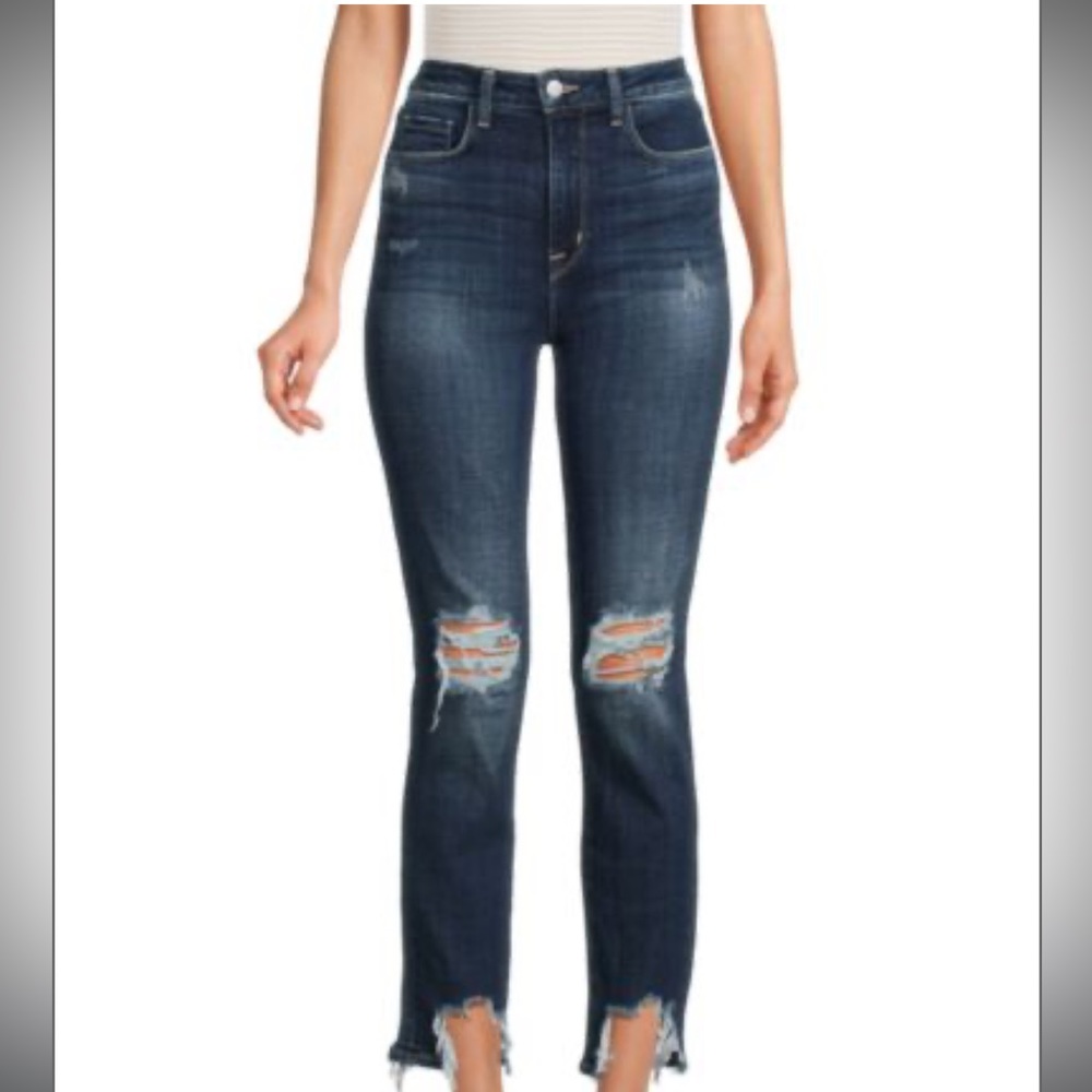 L’Agence distressed high-rise ankle crop jean